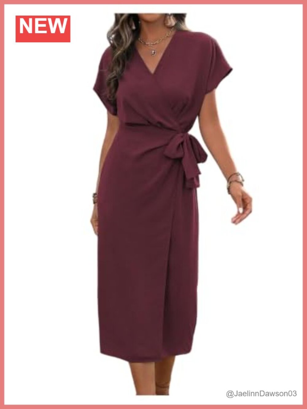 Floerns Women's Cocktail Date Night Elegant Wrap V Neck Midi Fall Dress